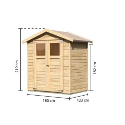 Gartenhaus 'Kolle 1' Fichtenholz naturbelassen 180 x 123 x 222 cm