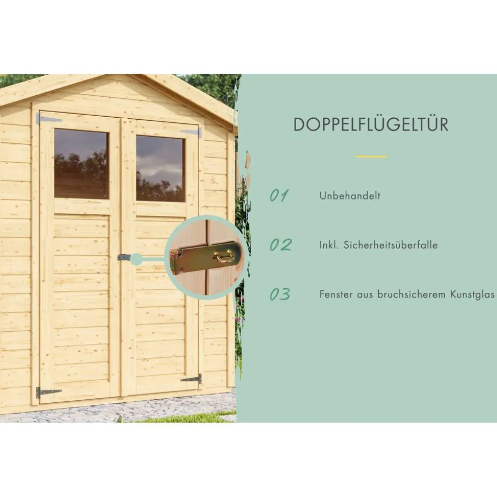 Gartenhaus 'Kolle 0' Fichtenholz naturbelassen ECO standard 180 x 93 x 222 cm