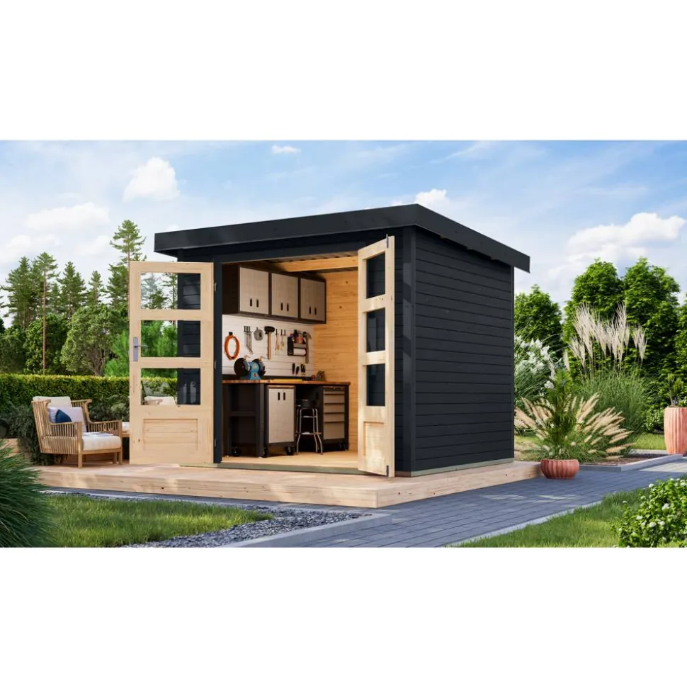 Gartenhaus 'Komet 3 C' Fichtenholz anthrazit / anthrazit 238,5 x 209 x 213,5 cm
