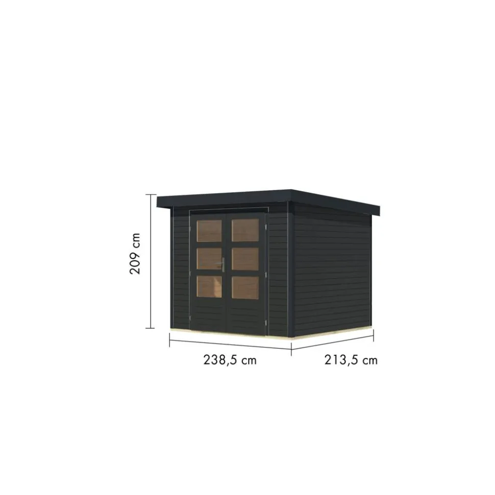 Gartenhaus 'Komet 3 C' Fichtenholz anthrazit / anthrazit 238,5 x 209 x 213,5 cm