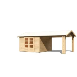 Gartenhaus 'Mylau 7' mit Anbaudach 600 x 304 x 250 cm naturfarben