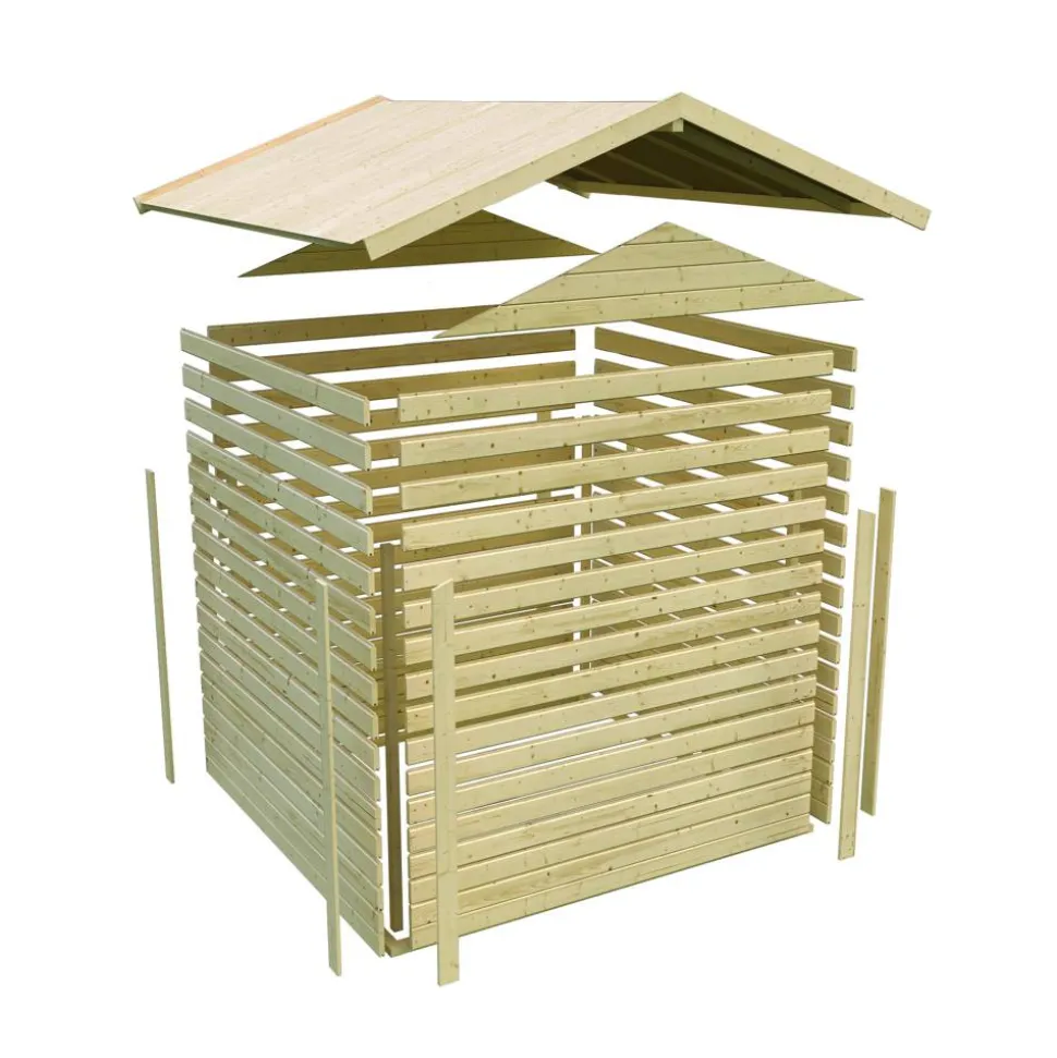 Gartenhaus 'Mylau 7' mit Anbaudach 600 x 304 x 250 cm naturfarben