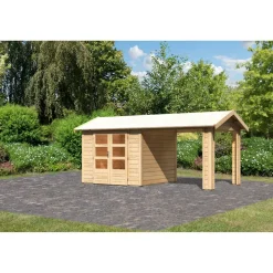 Gartenhaus 'Mylau 3' mit Anbaudach 480 x 244 x 242 cm naturfarben
