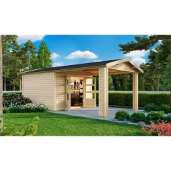 Gartenhaus 'Mylau 3' mit Anbaudach 480 x 244 x 242 cm naturfarben