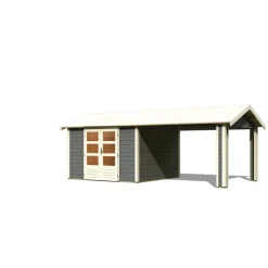 Gartenhaus 'Mylau 7' mit Anbaudach 600 x 304 x 250 cm terragrau