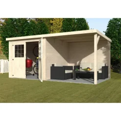 Gartenhaus 'Paradis Contact' Fichtenholz naturbelassen 477 x 202 x 256 cm