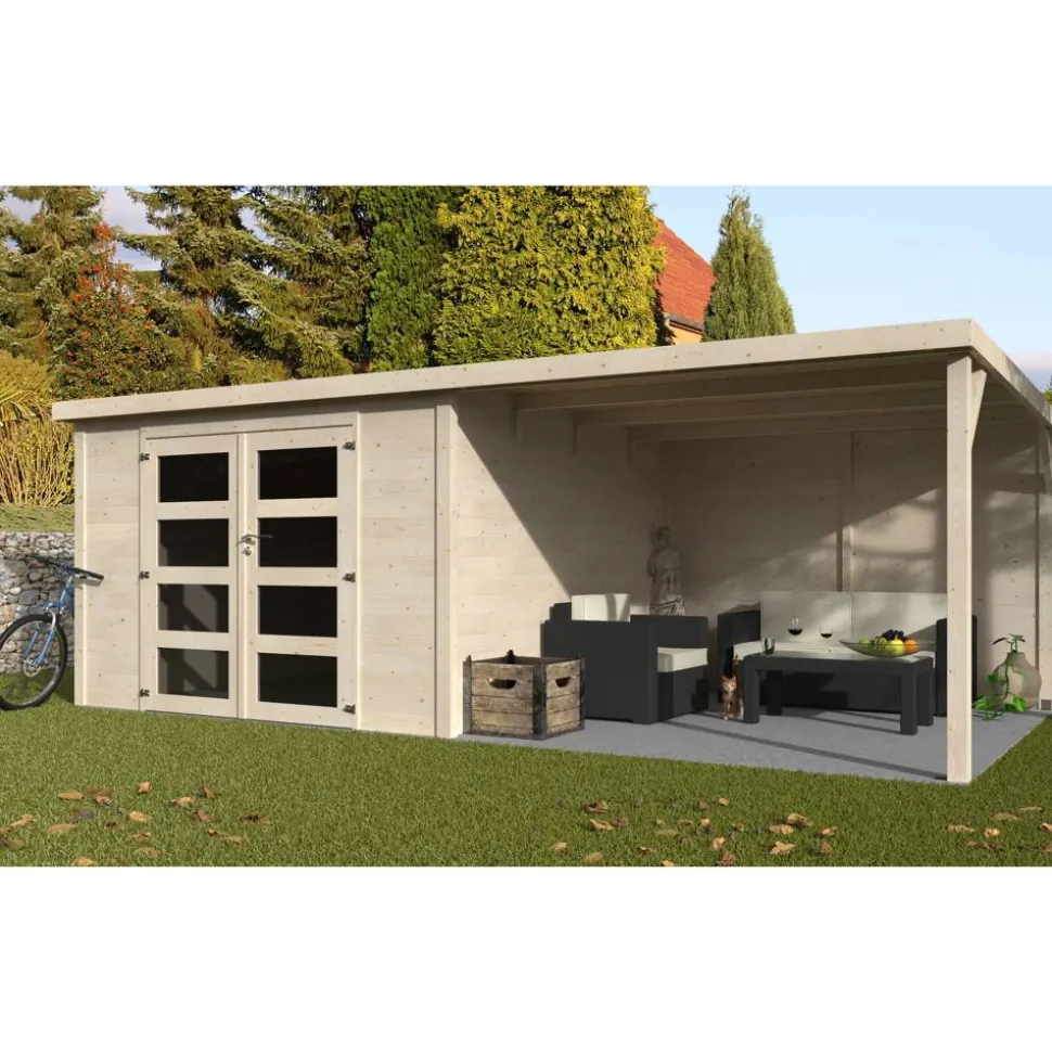 Gartenhaus 'Délices Contact' Fichtenholz naturbelassen 593 x 204 x 333 cm