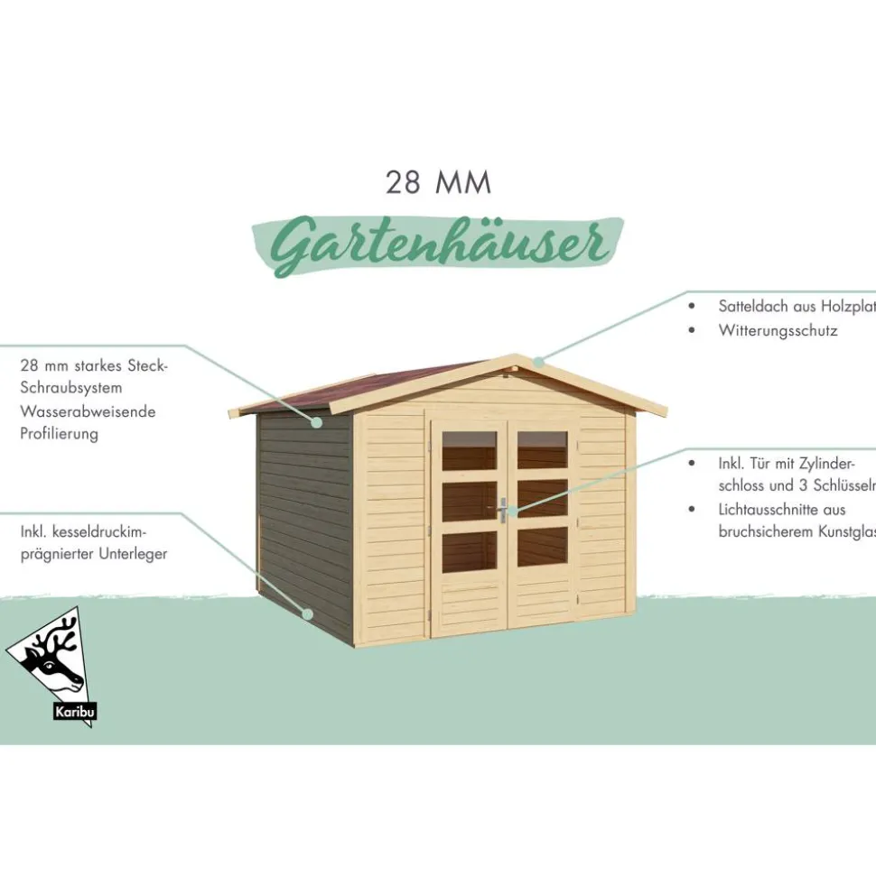 Gartenhaus'Koberg 8' naturbelassen 330 x 238 x 330 cm