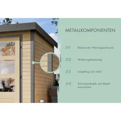 Gartenhaus-Set 'Komet 4 D' Fichtenholz wassergrau / graualuminium mit Anbaudach 2,35 m breit 514,5 x 209 x 213,5 cm