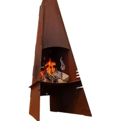 Gartenkamin kegelförmig Cortenstahl, 60 x 124 x 58 cm