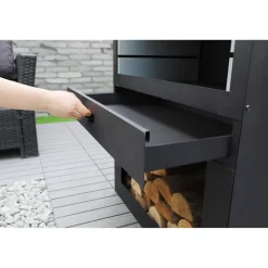 Gartenkamin Stahl schwarz 70 x 229 x 41 cm