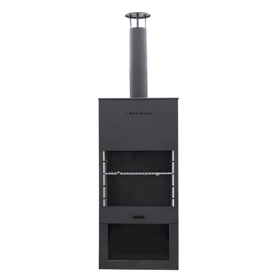 Gartenkamin Stahl schwarz 70 x 229 x 41 cm