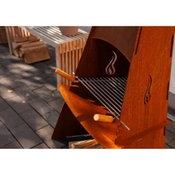 Gartenkamin Stahl schwarz 60 x 124 x 58 cm