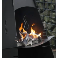 Gartenkamin Stahl schwarz 60 x 124 x 58 cm