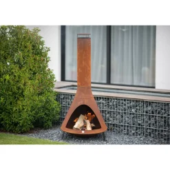 Gartenkamin rostfarben Cortenstahl 70 x 70 x 160 cm