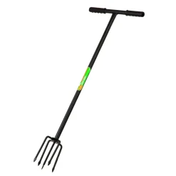 Gartenkralle schwarz Stahl 5 Zinken, mit Stiel 95 cm