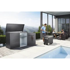 Gartenschrank 'HighBoard 160' dunkelgrau metallic 160 x 70 x 118 cm
