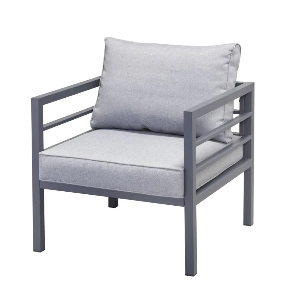 Gartensessel 'Romy' Aluminium hellgrau 68 x 65 x 70 cm