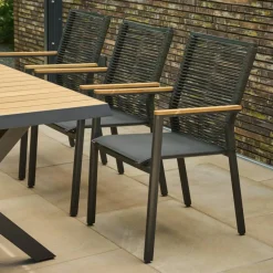 Gartenstuhl 'Bologna' stapelbar Aluminium anthrazit 57 x 92 x 56 cm