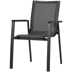 Gartenstuhl 'Chiara' stapelbar Aluminium grau/schwarz 55 x 85 x 63 cm