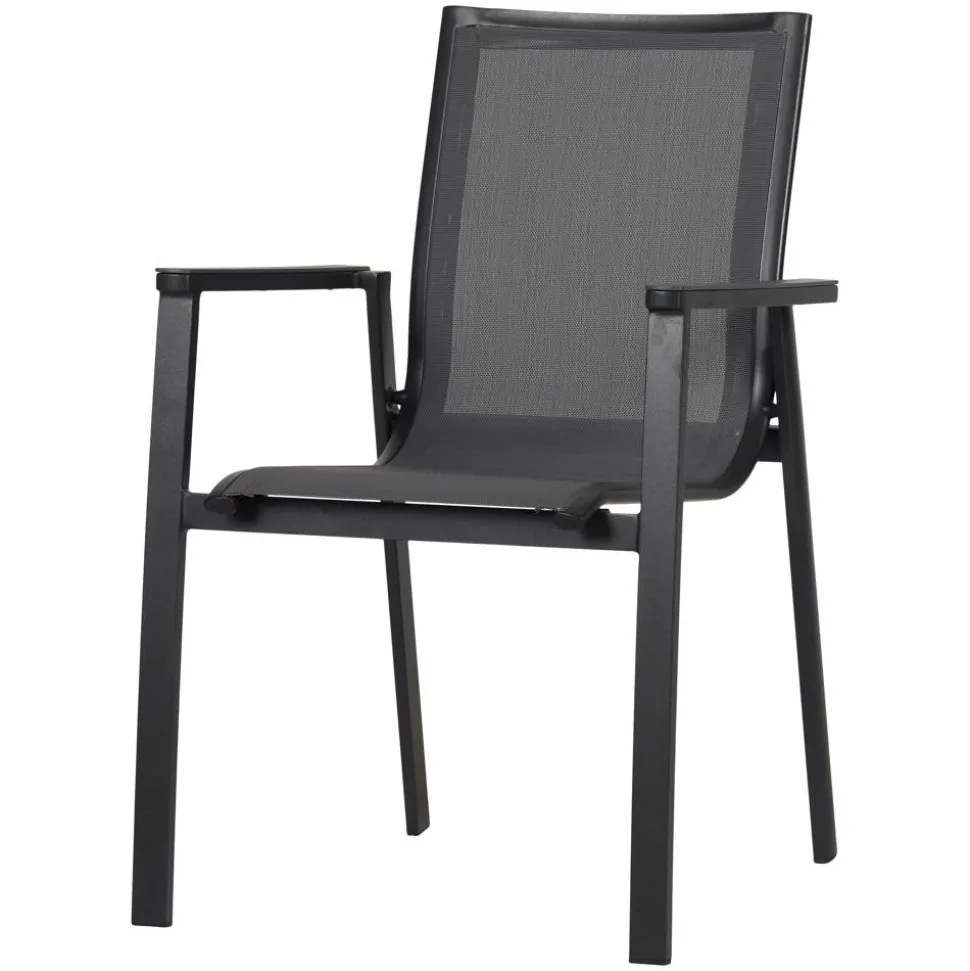 Gartenstuhl 'Chiara' stapelbar Aluminium grau/schwarz 55 x 85 x 63 cm
