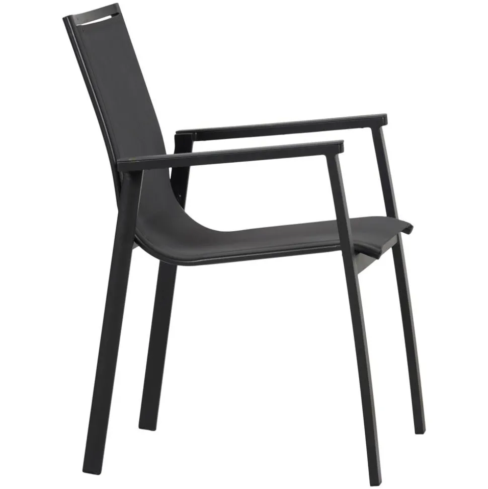 Gartenstuhl 'Chiara' stapelbar Aluminium grau/schwarz 55 x 85 x 63 cm