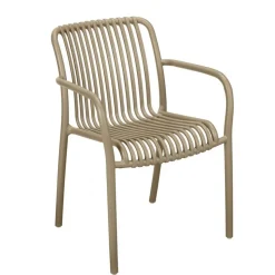Gartenstuhl 'Frida' stapelbar Kunststoff beige 53 x 81 x 55 cm