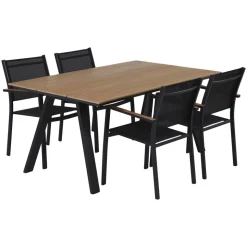Gartenstuhl 'Lana' stapelbar Aluminium schwarz 56 x 84 x 58 cm