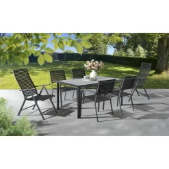 Gartenstuhl 'Marie' stapelbar Stahl schwarz 59 x 68 x 56 cm