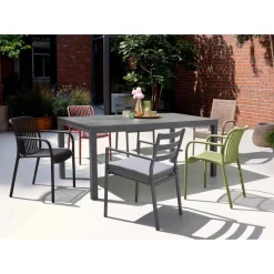 Gartenstuhl 'Romina' stapelbar Aluminium grau 55 x 88 x 63 cm