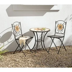 Gartenstuhl 'Stella' klappbar Stahl beige/braun/grau 52 x 90 x 39 cm