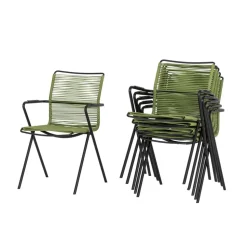 Gartenstuhlset 'Alpha' stapelbar Stahl grün 6 Stück