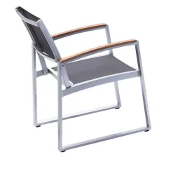 Gartenstuhlset 'Ava' stapelbar Aluminium grau/hellbraun 2 Stück