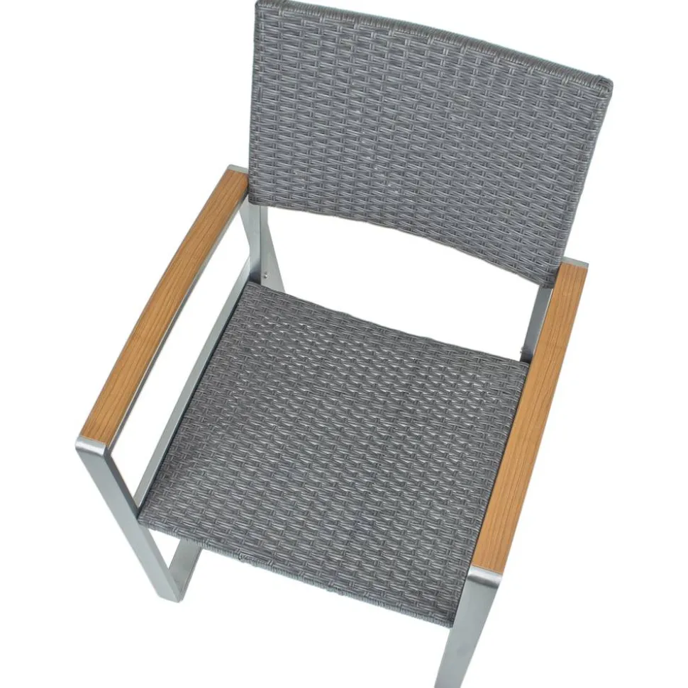 Gartenstuhlset 'Ava' stapelbar Aluminium grau/hellbraun 2 Stück