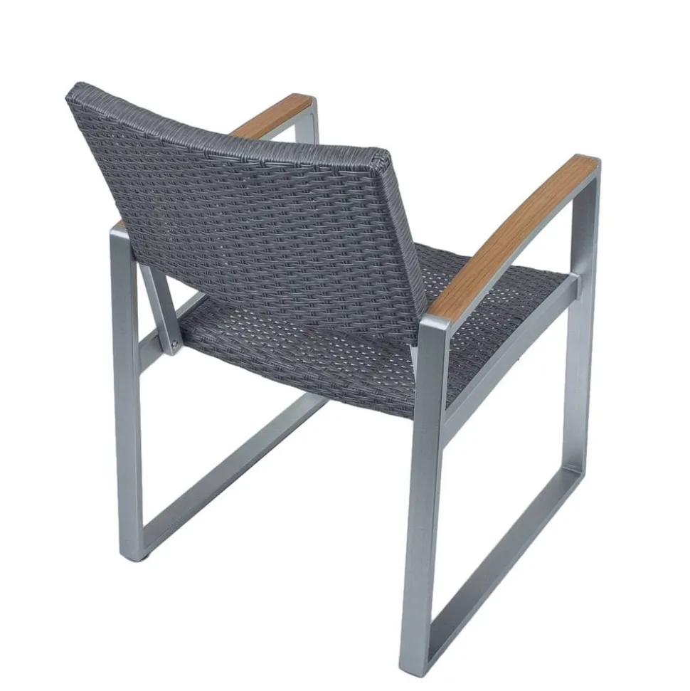 Gartenstuhlset 'Ava' stapelbar Aluminium grau/hellbraun 2 Stück