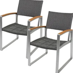 Gartenstuhlset 'Ava' stapelbar Aluminium grau/hellbraun 2 Stück
