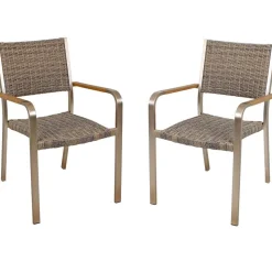 Gartenstuhlset 'Florence' stapelbar Aluminium braun 2 Stück