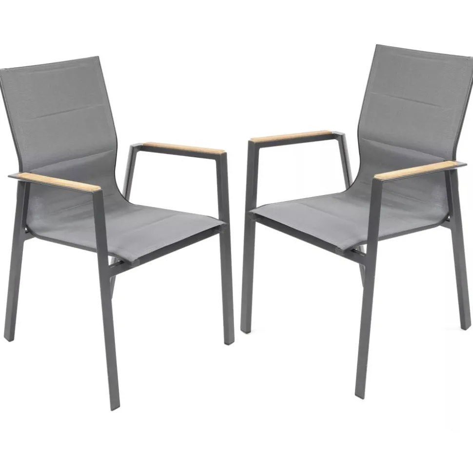 Gartenstuhlset 'Newport' stapelbar Aluminium anthrazit 2 Stück