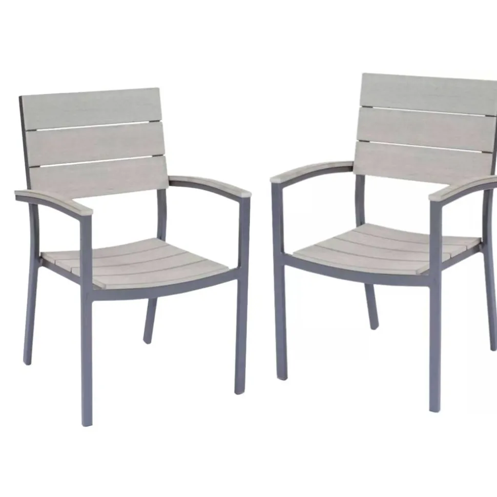 Gartenstuhlset 'Olivia' stapelbar Aluminium hellgrau/anthrazit 2 Stück