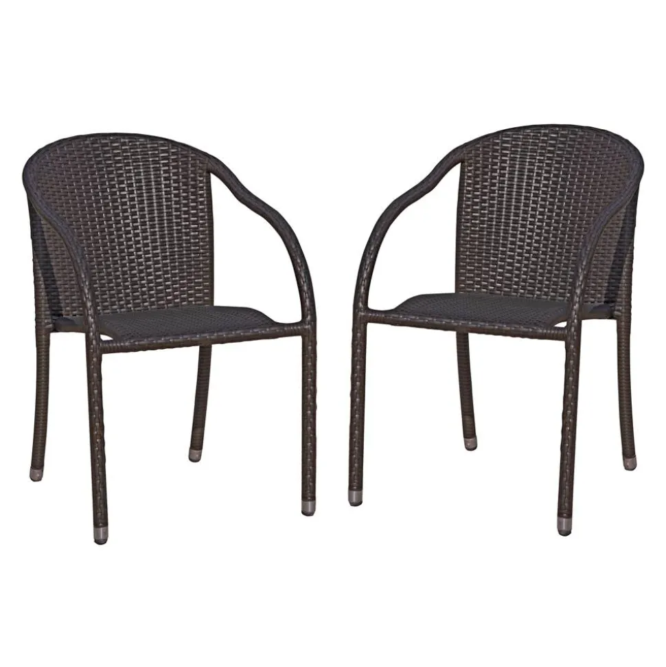 Gartenstuhlset 'Riga' stapelbar Aluminium kaffeefarben