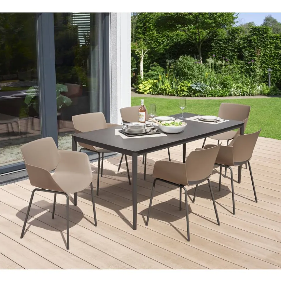 Gartenstuhlset 'Silvie' Stahl braun 6 Stück
