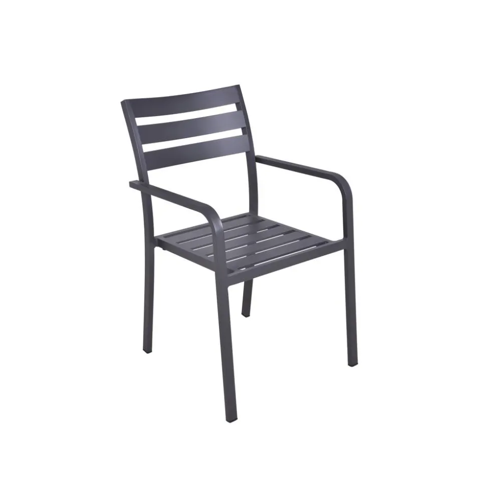 Gartenstuhlset 'Treviso' stapelbar Aluminium anthrazit 2 Stück