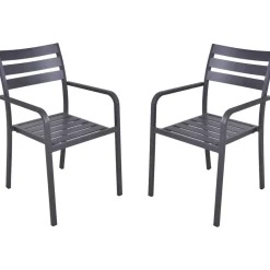 Gartenstuhlset 'Treviso' stapelbar Aluminium anthrazit 2 Stück