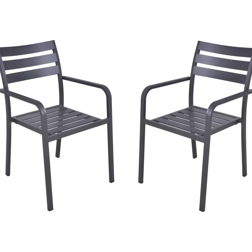 Gartenstuhlset 'Treviso' stapelbar Aluminium anthrazit 2 Stück