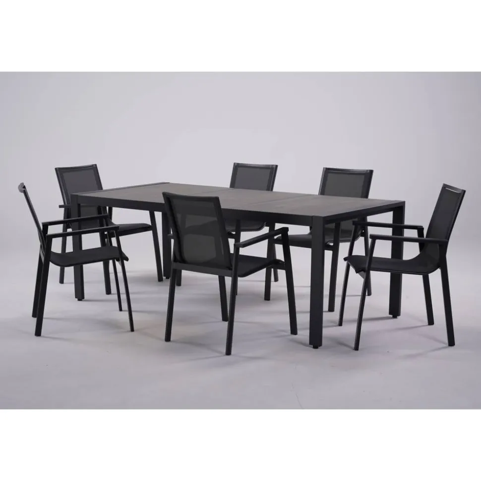 Gartentisch 'Chiara' Aluminium/Keramik 90 x 74 x 195 cm