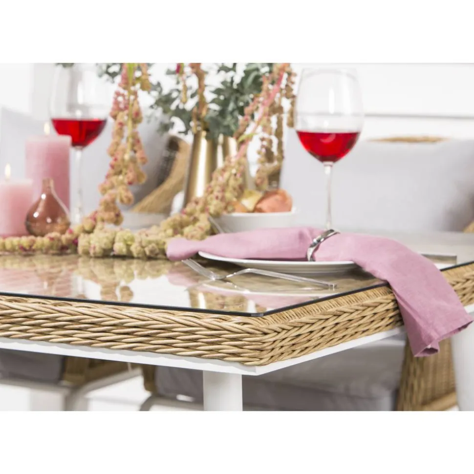 Gartentisch 'Edda' Stahl/Polyrattan 90 x 74 x 150 cm