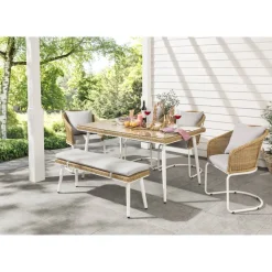 Gartentisch 'Edda' Stahl/Polyrattan 90 x 74 x 150 cm