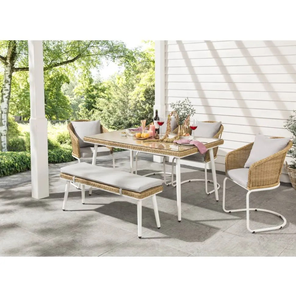 Gartentisch 'Edda' Stahl/Polyrattan 90 x 74 x 150 cm
