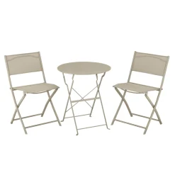 Gartentisch 'Nika' klappbar Stahl beige Ø 60 x 70 cm