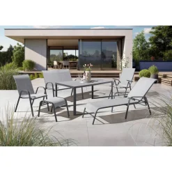 Gartentisch Stahl/Glas grau 90 x 50 x 75 cm